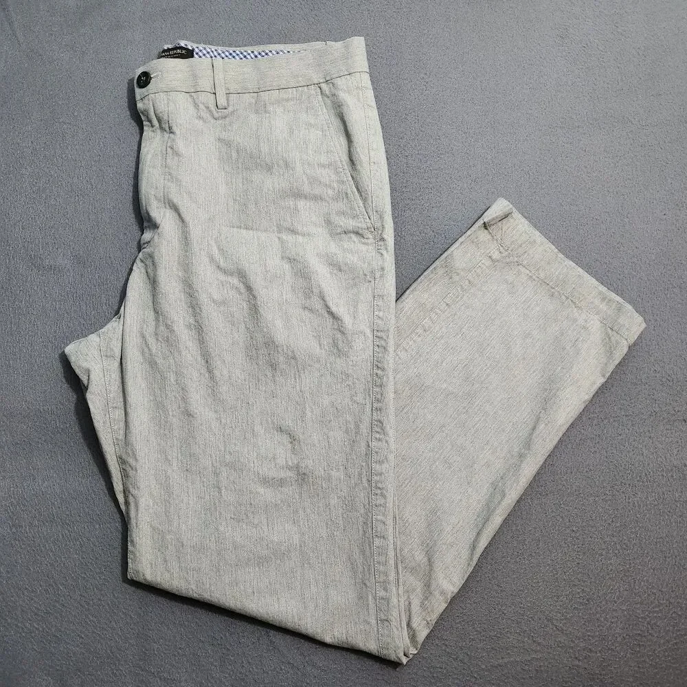 Banana Republic Dress Pants Men 36X32 (37X31) Gray Kentfield Straight Leg